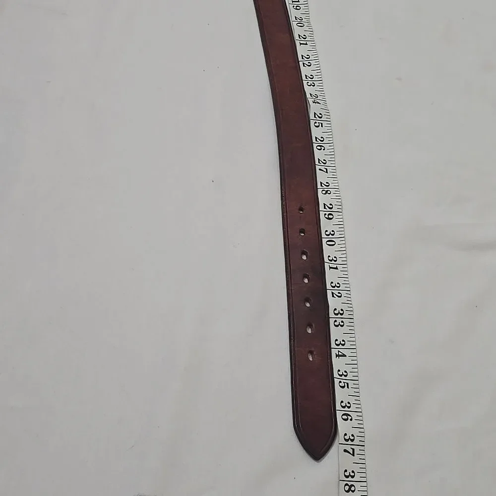 R.E. Fennell Vintage,‎ Brown Leather Belt with Gold Buckle